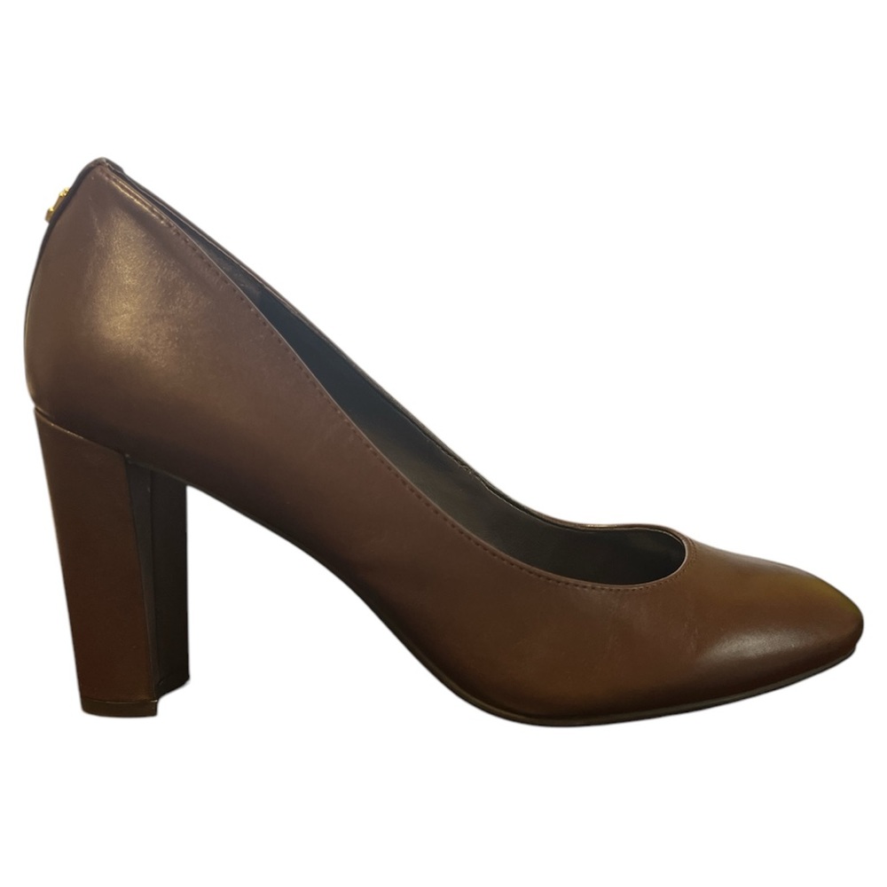 Lauren Ralph Lauren 7B “Marshal” Chocolate Brown Leather Block Heel 3.5” Pumps